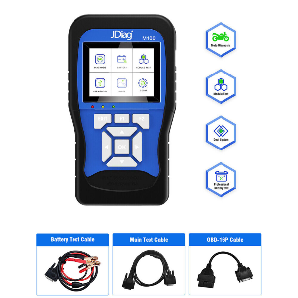 JDiag M100 Motorcycle Diagnostic Tool, battery tester for motorcycle, Handheld Motorcycle Auto Scanner - Image 8