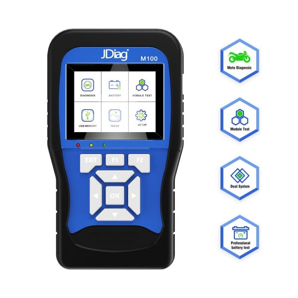 JDiag M100 Motorcycle Diagnostic Tool, battery tester for motorcycle, Handheld Motorcycle Auto Scanner - Image 2