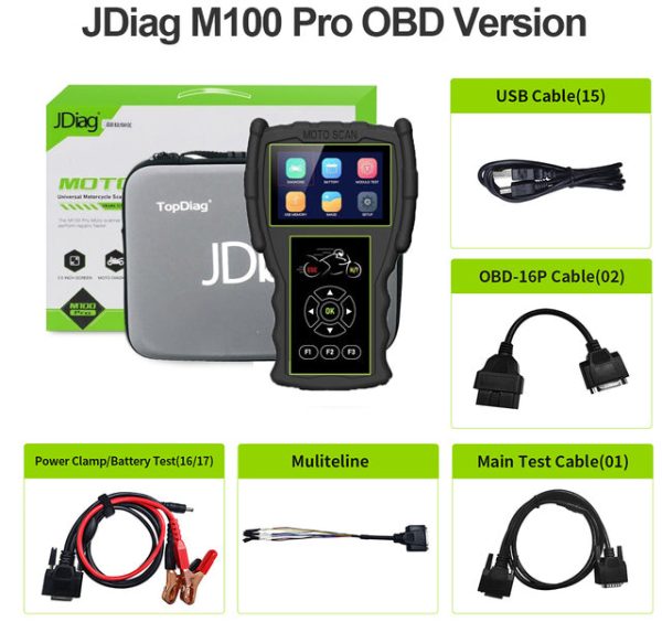 JDiag M100Pro motorcycle obd 2 scanner For Kawasaki Yamaha Suzuki, Read/Clear Fault Code, ABS Test, Freeze Data - Image 10