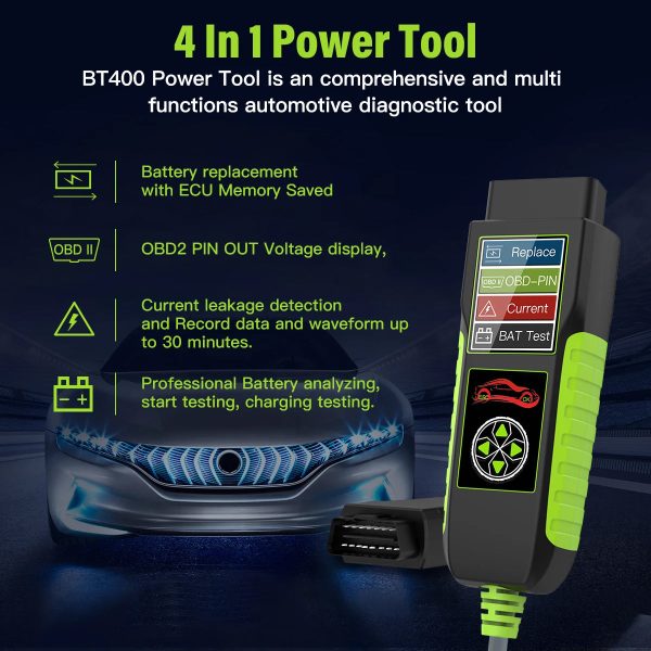 Topdiag BT400 Car Battery Tester Automotive OBD Scan 12V/24V 20-2000 CCA Battery Analyzer Load Test Auto Cranking Charging Tool - Image 2