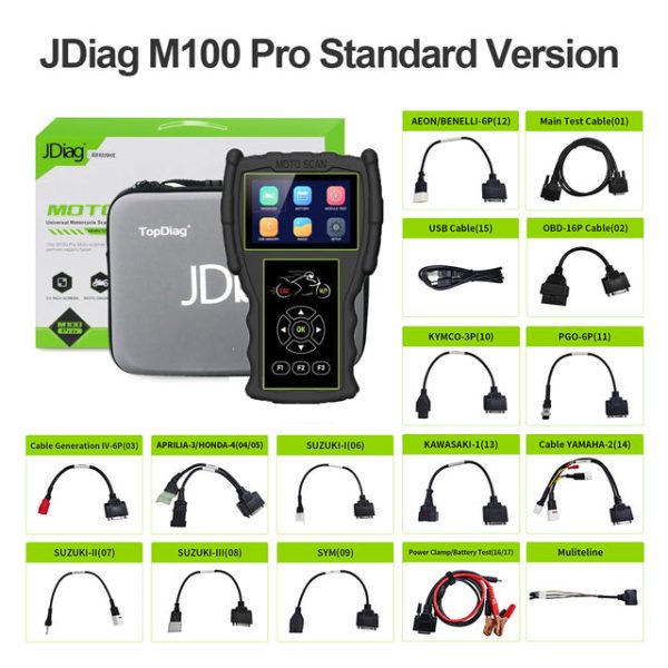 JDiag M100Pro motorcycle obd 2 scanner For Kawasaki Yamaha Suzuki, Read/Clear Fault Code, ABS Test, Freeze Data - Image 11