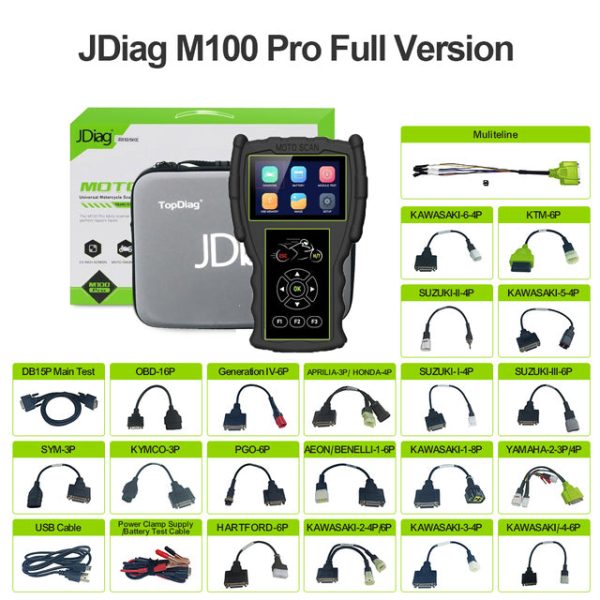 JDiag M100Pro motorcycle obd 2 scanner For Kawasaki Yamaha Suzuki, Read/Clear Fault Code, ABS Test, Freeze Data - Image 12