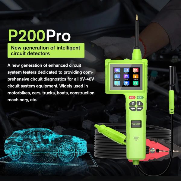 Topdiag P200 Pro Power Circuit Probe Tester Multimeter Oscilloscope Leakage Car Circuit Analyzer 9V-48V Injector Tester - Image 2