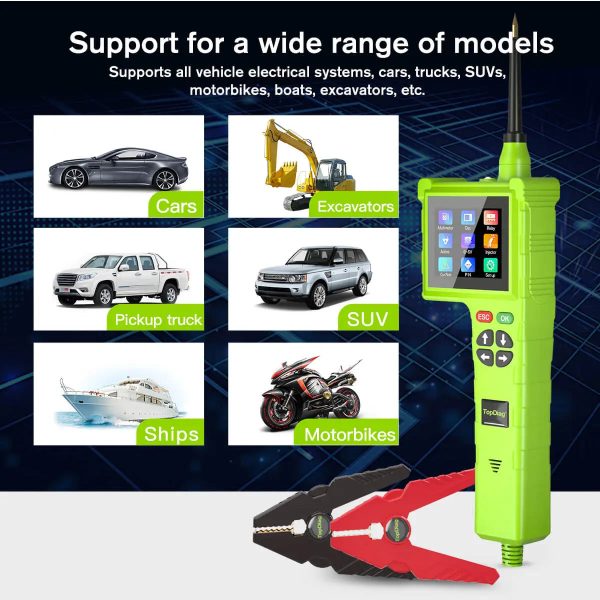 Topdiag P200 Pro Power Circuit Probe Tester Multimeter Oscilloscope Leakage Car Circuit Analyzer 9V-48V Injector Tester - Image 11