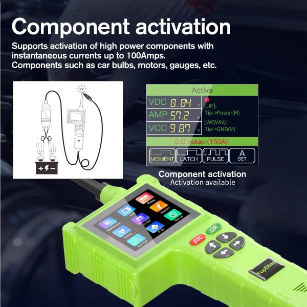 Topdiag P200 Pro Power Circuit Probe Tester Multimeter Oscilloscope Leakage Car Circuit Analyzer 9V-48V Injector Tester - Image 4
