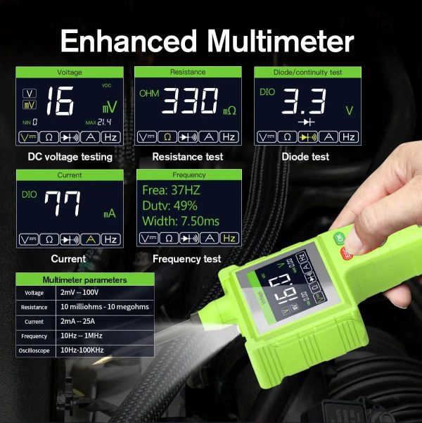 Topdiag P200 Pro Power Circuit Probe Tester Multimeter Oscilloscope Leakage Car Circuit Analyzer 9V-48V Injector Tester - Image 6