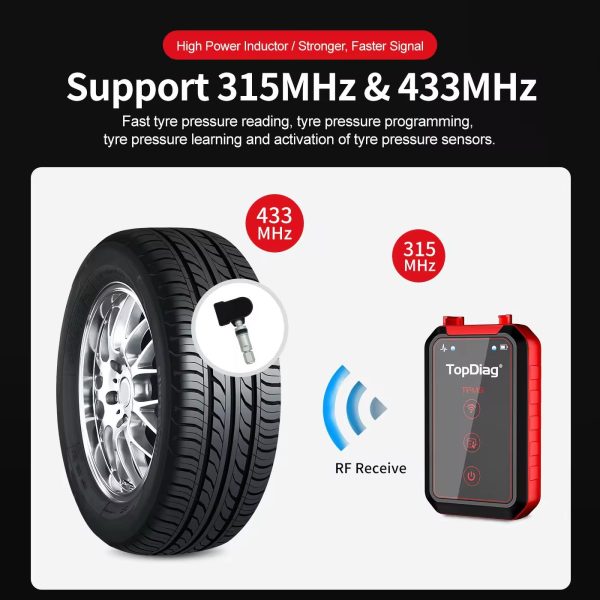 TopDiag PS001 Car TPMS Diagnostic Service Tool Activate Relearn Sensors Program TPMS OBDII Kit Tire Pressure Matching Instrument - Image 3