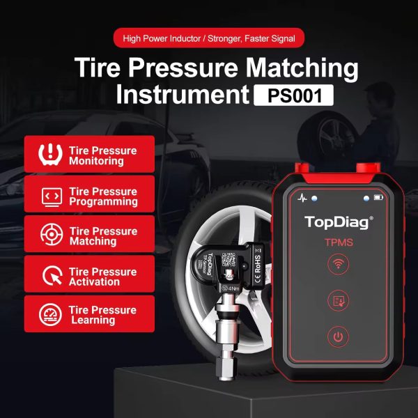 TopDiag PS001 Car TPMS Diagnostic Service Tool Activate Relearn Sensors Program TPMS OBDII Kit Tire Pressure Matching Instrument - Image 2