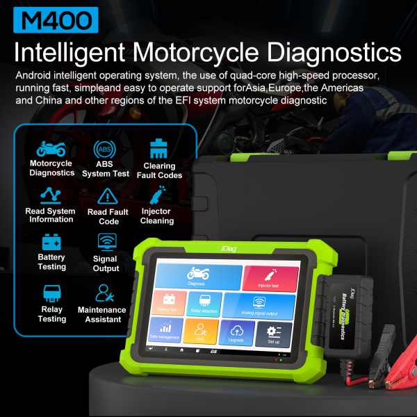 JDiag MOTOSYS M400 Universal Intelligent Motorcycle OBD2 Scanner 8.0 inch Tablet Scanner Android System - Image 5