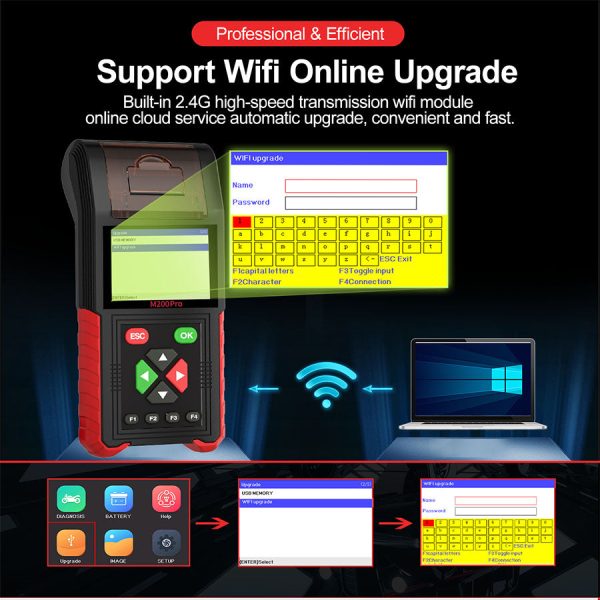 JDiag M200 Pro Diagnostic Scanner with Honda ECU Remap Universal Motorcycle Scanner Battery Tester ABS System Test Fault Codes - Image 7