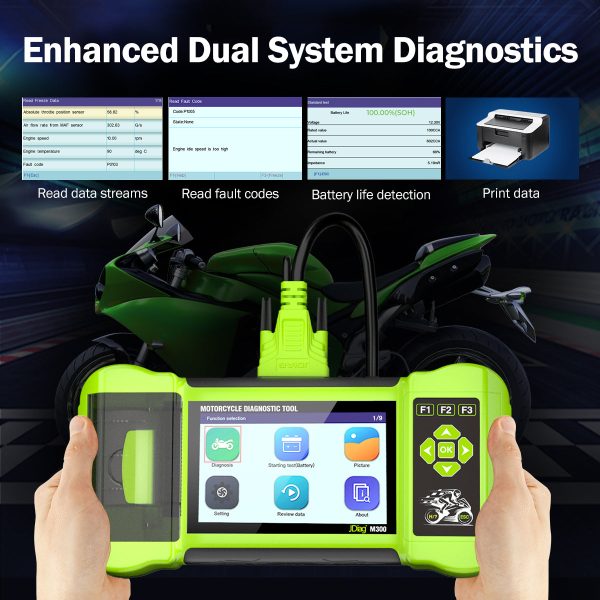 JDiag M300 motorcycle obd 2 scanner battery tester ABS Test TPMS Test Clear Fault Code For BMW Ducati Harley Honda Yamaha - Image 5
