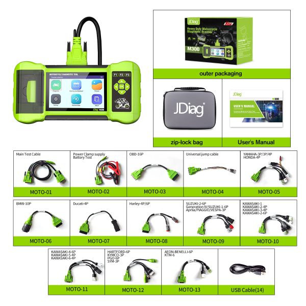 JDiag M300 motorcycle obd 2 scanner battery tester ABS Test TPMS Test Clear Fault Code For BMW Ducati Harley Honda Yamaha - Image 11