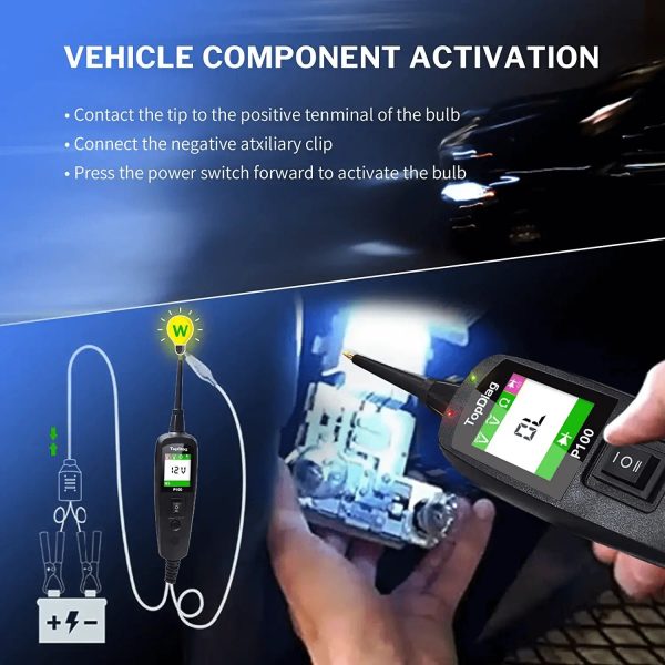TopDiag P100 Automotive Circuit Tester, Power Probe,12V 24V, AC DC Digital Voltage Tester - Image 5