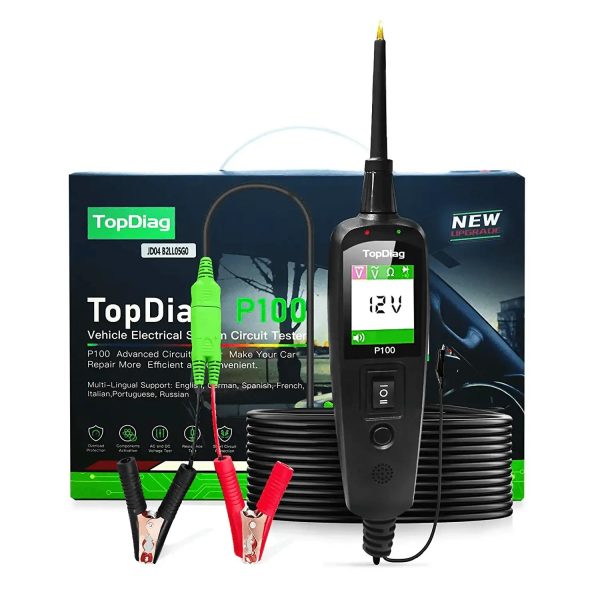 TopDiag P100 Automotive Circuit Tester, Power Probe,12V 24V, AC DC Digital Voltage Tester