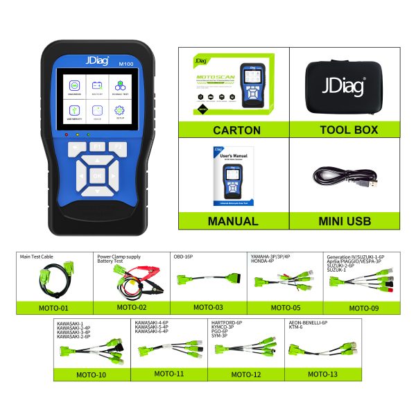 JDiag M100 Motorcycle Diagnostic Tool - Image 4