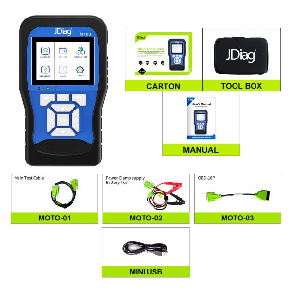 JDiag M100 Motorcycle Diagnostic Tool - Image 2